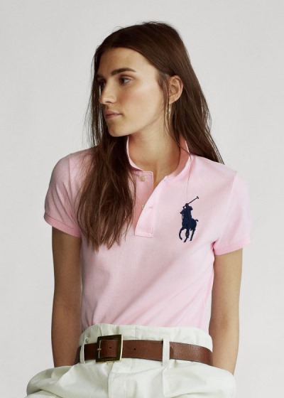 Camisa Polo Polo Ralph Lauren Mujer Rosas - Skinny Fit Big Pony - PKVCL5379